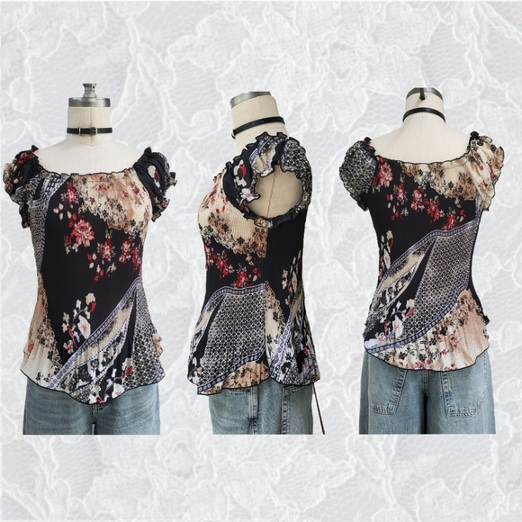 Jaipur Black and Red Floral Women's Blouse - Picture 3 of 7